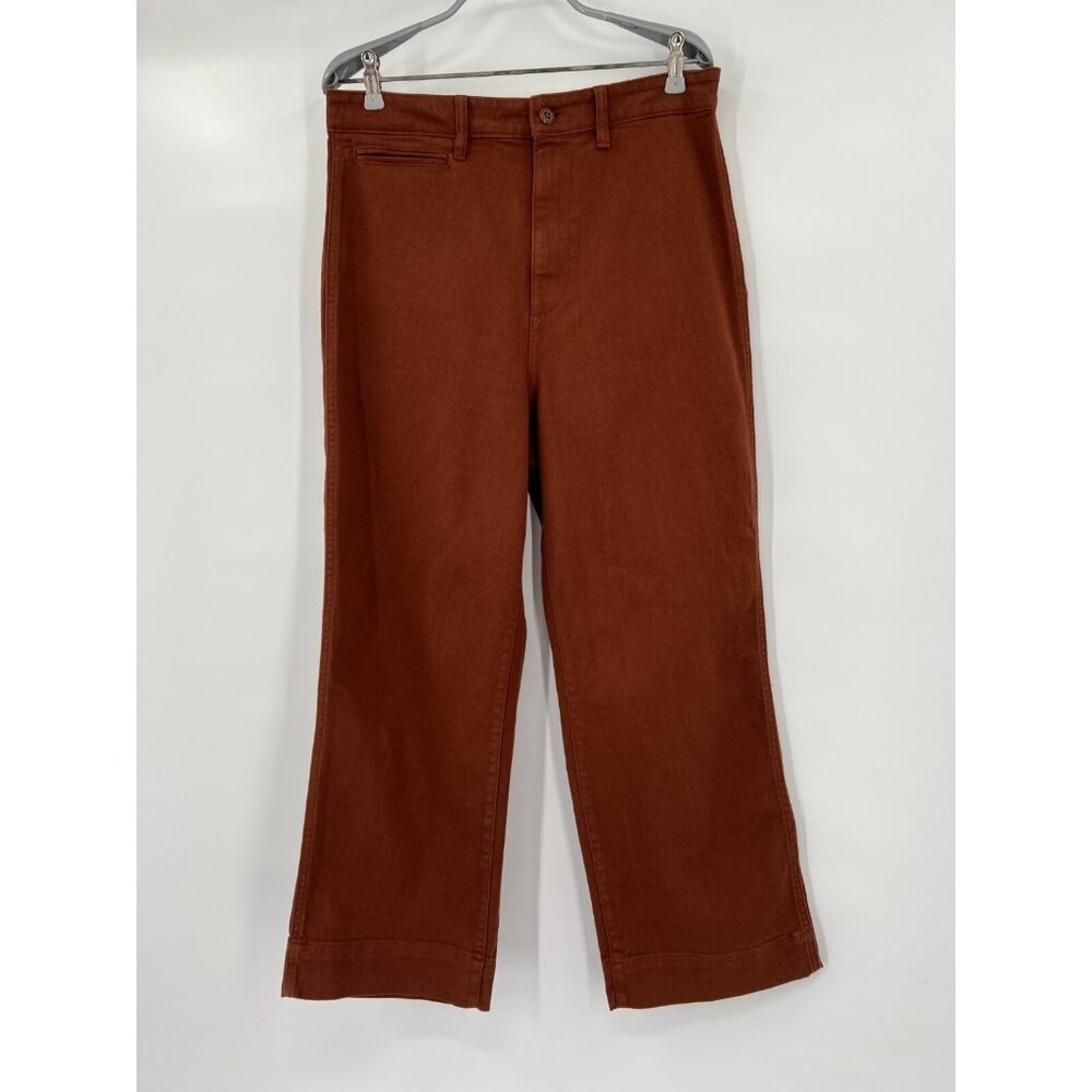 Quince Women's Rust Stretch Cotton Twill Wide-Leg Crop Pants sz 27 Rust NWT